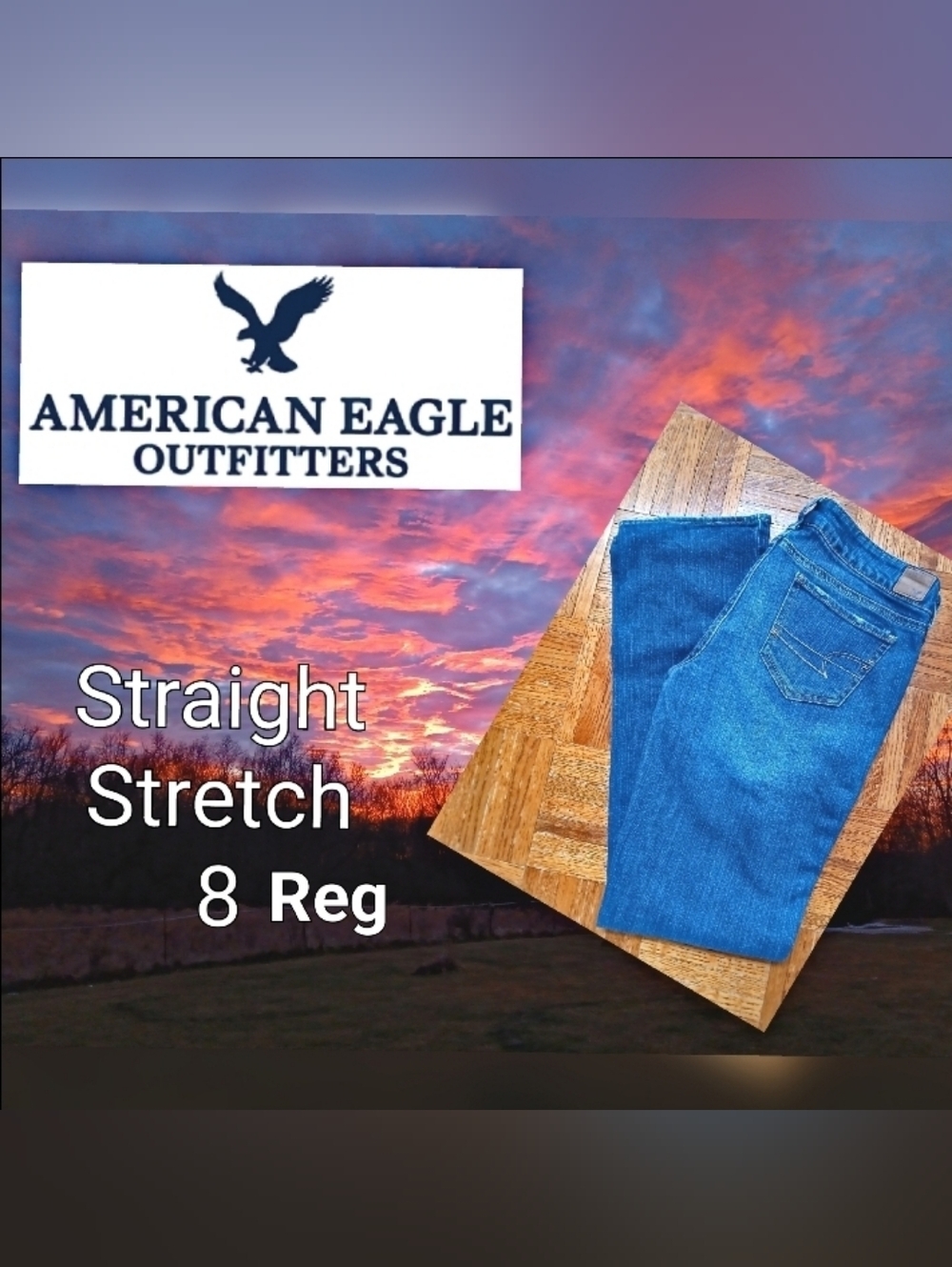 American Eagle Outfitters WOMEN'S Straight Stretch Jeans - Medium Blue Size 8R